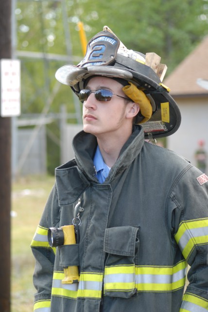 Firefighter/EMT Mahaffey, &quot;YES&quot; with his helmet on straight for the first time!